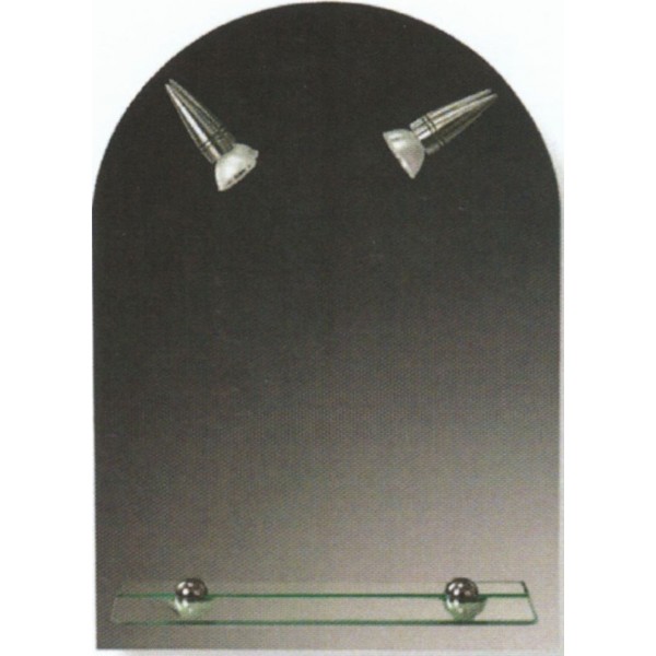Mirror, shape: Semicircular 50x70 material: Crystal & shelf & 2 spot lights, color: No color Mirrors Mirror, shape: Semicircular 50x70 material: Crystal & shelf & 2 spot lights, color: No color Mirrors