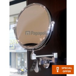 Καθρέπτης μακιγιάζ x3, 20 cm με 2 βραχίονες από ορείχαλκο επίτοιχος, χρώμα: Χρωμέ επιφάνεια: Γυαλιστερή