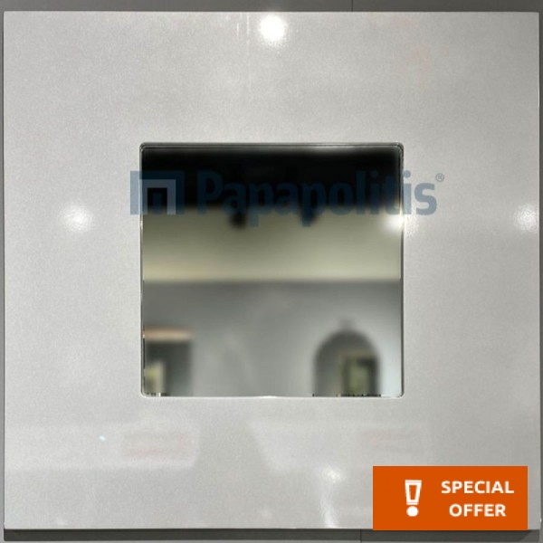 Καθρέπτης, σχήμα: Τετράγωνο 66x66 από λάκα, χρώμα: Ασημί Καθρέπτες μπάνιου