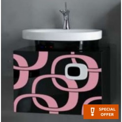 Washbasin Built-in 60x44 material: Porcelain With one hole Without overflow, color: White/Black surface: Glossy Built-in