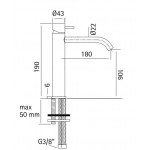 Μπαταρία νιπτήρος επικαθήμενη αναμεικτική από inox χωρίς βαλβίδα AISI 316, χρώμα: Χρωμέ επιφάνεια: Βουρτσισμένη Επικαθήμενες