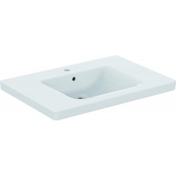 Washbasin Wall-mounted 80x55x16,5 no pedestal With 1 bowl With hole in the middle material: Porcelain, color: White surface: Glossy Wall-mounted