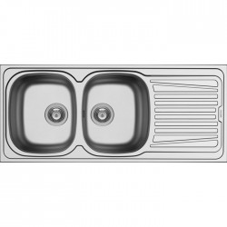 Νεροχύτης ανοξείδωτος 116x50 από inox επιφάνεια: Σατινέ με πάγκο αριστερά / με πάγκο δεξιά ένθετος 2 γούρνες 2B 1D, αντιστρεφόμενος, χρώμα: Χρωμέ Ανοξείδωτοι