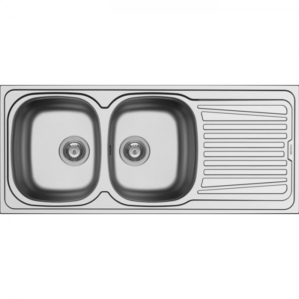 Νεροχύτης ανοξείδωτος 116x50 από inox επιφάνεια: Σατινέ με πάγκο αριστερά / με πάγκο δεξιά ένθετος 2 γούρνες 2B 1D, αντιστρεφόμενος, χρώμα: Χρωμέ Ανοξείδωτοι