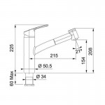 Kitchen tap Deck-mounted material: Brass with shower, color: Chrome surface: Glossy Deck-mounted