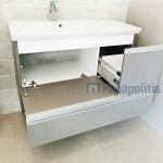 Furniture base with washbasin 100x46x60 material: Wood composite 1 basin wall mounted, color: Grey Cabinets with wash basin