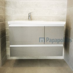 Βάση επίπλου με νιπτήρα 100x46x60 από ξύλο συνθετικό επίτοιχου τύπου με 1 νιπτήρα, χρώμα: Γκρι Βάσεις επίπλου με νιπτήρα