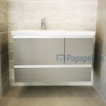 Furniture base with washbasin 100x46x60 material: Wood composite 1 basin wall mounted, color: Grey Cabinets with wash basin