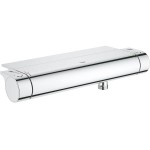 Shower tap Wall-mounted exposed material: Brass thermostatic with shelf without hand shower, hose and holder NEW, color: Chrome surface: Glossy Wall-mouned exposed