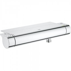 Shower tap Wall-mounted exposed material: Brass thermostatic with shelf without hand shower, hose and holder NEW, color: Chrome surface: Glossy Wall-mouned exposed