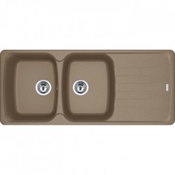 Νεροχύτης γρανιτένιος 116x50 με πάγκο αριστερά / με πάγκο δεξιά ένθετος 2 γούρνες Oyster, αντιστρεφόμενος, χρώμα: Καφέ Γρανιτένιοι