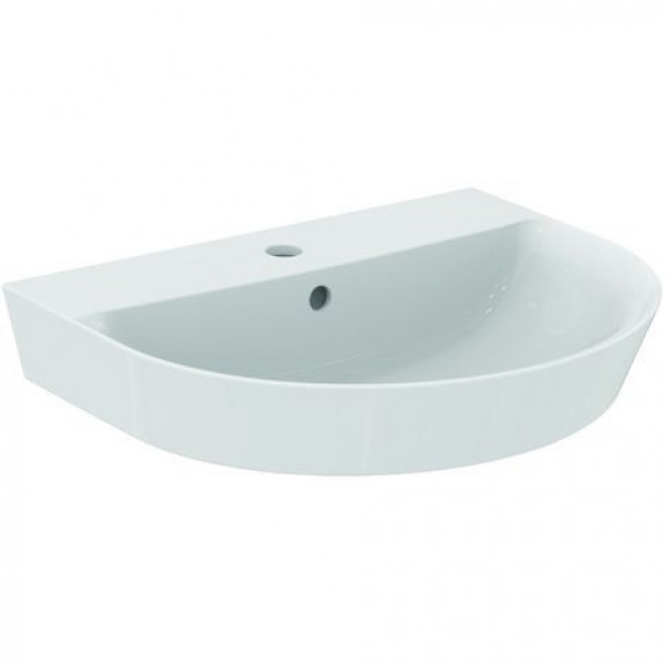 Washbasin Wall-mounted 55x46x16 semi pedestal / full pedestal  / no pedestal With 1 bowl With hole in the middle material: Porcelain, color: White surface: Glossy Wall-mounted