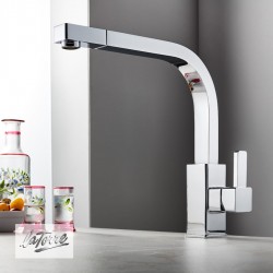 Kitchen tap Deck-mounted material: Brass with shower, color: Chrome surface: Glossy Deck-mounted