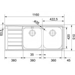 Νεροχύτης ανοξείδωτος 116x51 από inox επιφάνεια: Λεία ματ με πάγκο αριστερά ένθετος 2 γούρνες, χρώμα: Χρωμέ Ανοξείδωτοι Νεροχύτης ανοξείδωτος 116x51 από inox επιφάνεια: Λεία ματ με πάγκο αριστερά ένθετος 2 γούρνες, χρώμα: Χρωμέ Ανοξείδωτοι