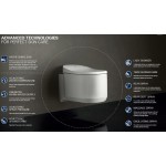 Wall-mounted toilet with shower & toilet seat, style: Wrapover smart toilet rimless, 60x37,5 surface: Glossy, color: White Wall-mounted shower-toilets Wall-mounted toilet with shower & toilet seat, style: Wrapover smart toilet rimless, 60x37,5 surface: Glossy, color: White Wall-mounted shower-toilets