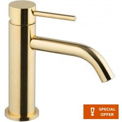 Wash basin tap Deck-mounted material: Brass mixer S size With push-open waste set Gold, color: Gold surface: Glossy Deck-mounted