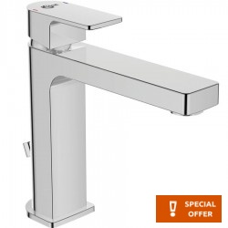 Wash basin tap Deck-mounted material: Brass mixer With pop-up waste set Μ size Grande, color: Chrome surface: Glossy