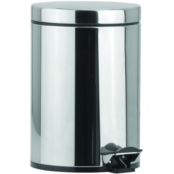 Waste bin material: Brass soft closing 12 lt Closed Floor standing, color: Chrome surface: Glossy Waste bin material: Brass soft closing 12 lt Closed Floor standing, color: Chrome surface: Glossy