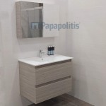 Bathroom furniture set with washbasin 80x47x60 material: Wood composite wall mounted, color: Wood Oak Bathroom furniture sets Bathroom furniture set with washbasin 80x47x60 material: Wood composite wall mounted, color: Wood Oak Bathroom furniture sets