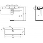 Washbasin Wall-mounted 100x43x13 semi pedestal / no pedestal With 1 bowl With hole in the middle material: Porcelain, color: White surface: Glossy Wall-mounted Washbasin Wall-mounted 100x43x13 semi pedestal / no pedestal With 1 bowl With hole in the middle material: Porcelain, color: White surface: Glossy Wall-mounted