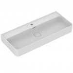 Washbasin Wall-mounted 100x43x13 semi pedestal / no pedestal With 1 bowl With hole in the middle material: Porcelain, color: White surface: Glossy Wall-mounted Washbasin Wall-mounted 100x43x13 semi pedestal / no pedestal With 1 bowl With hole in the middle material: Porcelain, color: White surface: Glossy Wall-mounted