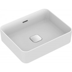 Νιπτήρας ελευθέρας τοποθέτησης 50x40x13 από πορσελάνη με υπερχείλιση χωρίς οπή , χρώμα: Λευκό επιφάνεια: Γυαλιστερή Ελευθέρας τοποθέτησης