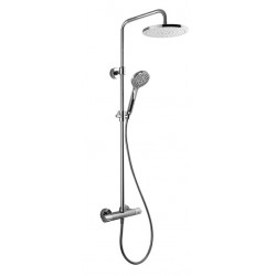 Shower tap with showerpipe and overhead shower Wall-mounted material: Brass thermostatic, color: Chrome surface: Glossy Wall-mounted exposed with showerpipe and overhead shower