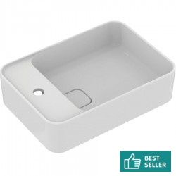 Νιπτήρας ελευθέρας τοποθέτησης 50x35x13 από πορσελάνη με μία οπή με υπερχείλιση, χρώμα: Λευκό επιφάνεια: Γυαλιστερή