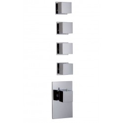 Shower tap Wall-mounted external part 4 way 5 holes material: Brass thermostatic without hand shower, hose and holder, color: Chrome surface: Glossy Wall-mounted - external part