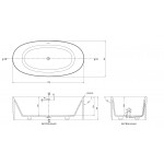 Μπανιέρα ελευθέρας τοποθέτησης 175x88x56 από solid surface επιφάνεια: Ματ, χρώμα: Λευκό χωρίς λαβές