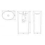 Νιπτήρας επιδαπέδιος 50x35x90 από solid surface χωρίς οπή, χωρίς υπερχείλιση, χρώμα: Λευκό επιφάνεια: Ματ Επιδαπέδιοι