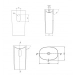 Washbasin Floor standing 50x35x90 material: Solid Surface, color: White surface: Matt Floor standing