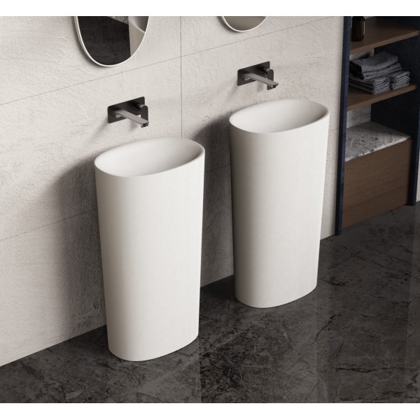 Νιπτήρας επιδαπέδιος 50x35x90 από solid surface χωρίς οπή, χωρίς υπερχείλιση, χρώμα: Λευκό επιφάνεια: Ματ Επιδαπέδιοι