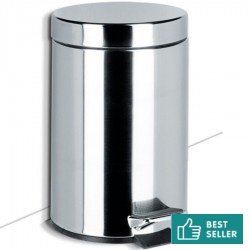 Waste bin material: Inox 5 lt Closed Floor standing, color: Chrome surface: Glossy