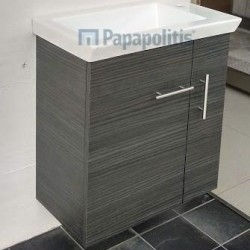Furniture base with washbasin 60x44x60 material: Wood 1 basin wall mounted dark grey, color: Wood Grey Cabinets with wash basin