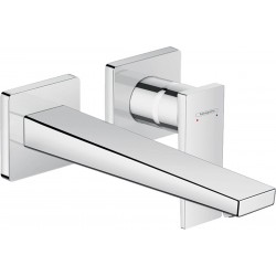Wash basin tap Wall-mounted - external part 2 holes mixer With non-closing waste set, color: Chrome 22,5cm material: Brass surface: Glossy Wall-mounted - external part