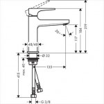Wash basin tap Deck-mounted material: Brass mixer With push-open waste set Μ size 110, CoolStart, color: Chrome surface: Glossy Deck-mounted Wash basin tap Deck-mounted material: Brass mixer With push-open waste set Μ size 110, CoolStart, color: Chrome surface: Glossy Deck-mounted