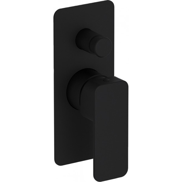 Shower tap Wall-mounted concealed - complete set 2 way material: Brass mixer With plate without hand shower, hose and holder, color: Black surface: Matt Wall-mounted - external part