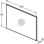Bathroom mirror, shape: Rectangle 100x70 material: Crystal with frame, color: No color Mirrors Bathroom mirror, shape: Rectangle 100x70 material: Crystal with frame, color: No color Mirrors