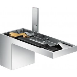 Wash basin tap Deck-mounted material: Brass mixer S size waterfall (cascatta) With push-open waste set 70, color: Chrome surface: Glossy Deck-mounted