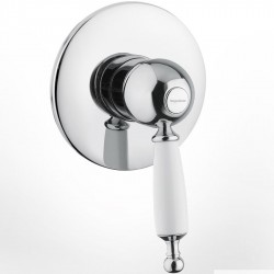 Shower tap Wall-mounted concealed - complete set 1 way material: Brass mixer With plate without hand shower, hose and holder, color: Chrome surface: Glossy Wall-mounted - external part
