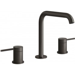Wash basin tap Deck-mounted dual-level L size material: Inox Without waste Black Metal Brushed PVD, color: Black surface: Matt Deck-mounted