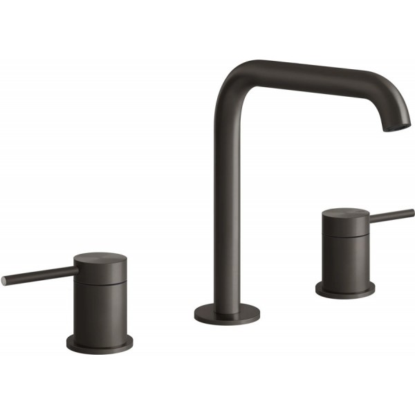 Wash basin tap Deck-mounted dual-level L size material: Inox Without waste Black Metal Brushed PVD, color: Black surface: Matt Deck-mounted