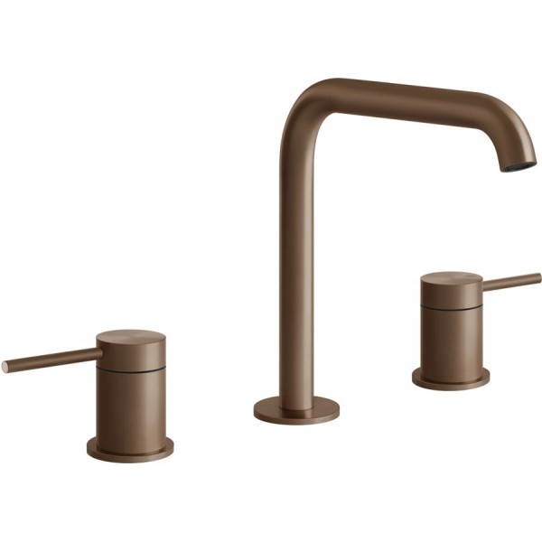 Wash basin tap Deck-mounted dual-level L size material: Inox Without waste, color: Bronze surface: Brushed Deck-mounted Wash basin tap Deck-mounted dual-level L size material: Inox Without waste, color: Bronze surface: Brushed Deck-mounted