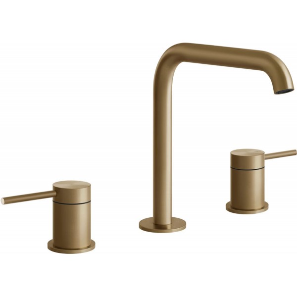 Wash basin tap Deck-mounted dual-level L size material: Inox Without waste Warm Bronze Brushed PVD, color: Bronze surface: Brushed Deck-mounted Wash basin tap Deck-mounted dual-level L size material: Inox Without waste Warm Bronze Brushed PVD, color: Bronze surface: Brushed Deck-mounted