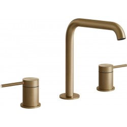 Wash basin tap Deck-mounted dual-level L size material: Inox Without waste Warm Bronze Brushed PVD, color: Bronze surface: Brushed Deck-mounted