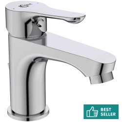 Wash basin tap Deck-mounted material: Brass mixer S size With push-open waste set, color: Chrome surface: Glossy Deck-mounted