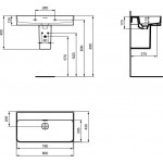 Washbasin Wall-mounted 80x43x13 semi pedestal / With overflow / no pedestal With 1 bowl Without hole material: Porcelain, color: White surface: Glossy Wall-mounted Washbasin Wall-mounted 80x43x13 semi pedestal / With overflow / no pedestal With 1 bowl Without hole material: Porcelain, color: White surface: Glossy Wall-mounted