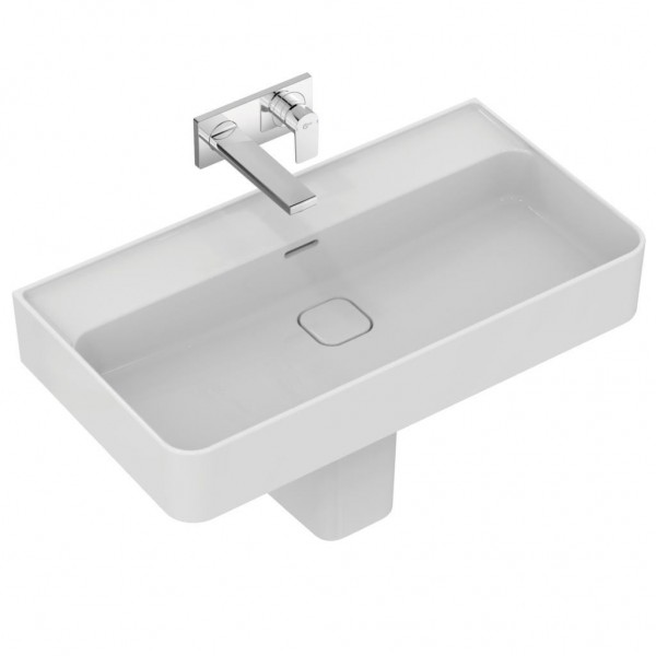 Washbasin Wall-mounted 80x43x13 semi pedestal / With overflow / no pedestal With 1 bowl Without hole material: Porcelain, color: White surface: Glossy Wall-mounted Washbasin Wall-mounted 80x43x13 semi pedestal / With overflow / no pedestal With 1 bowl Without hole material: Porcelain, color: White surface: Glossy Wall-mounted