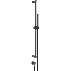 Shower slider rail 80cm material: Inox with hand shower, hose & outlet elbow, color: Black surface: Brushed Shower slider rails